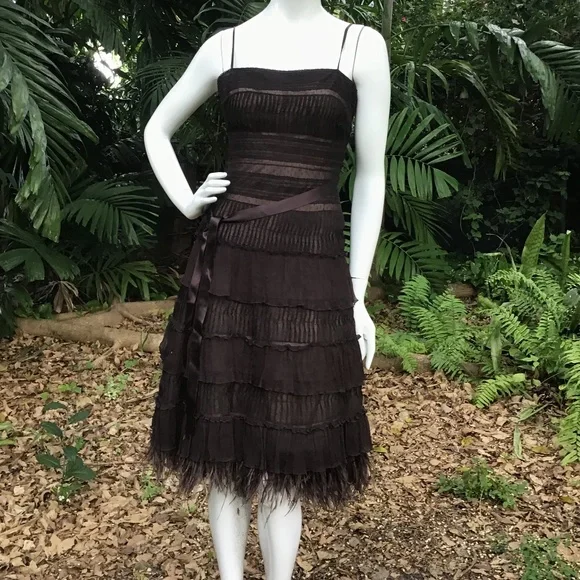 BCBGMaxAzria Dresses Vintage Bcbg Dress With Feathered Hem